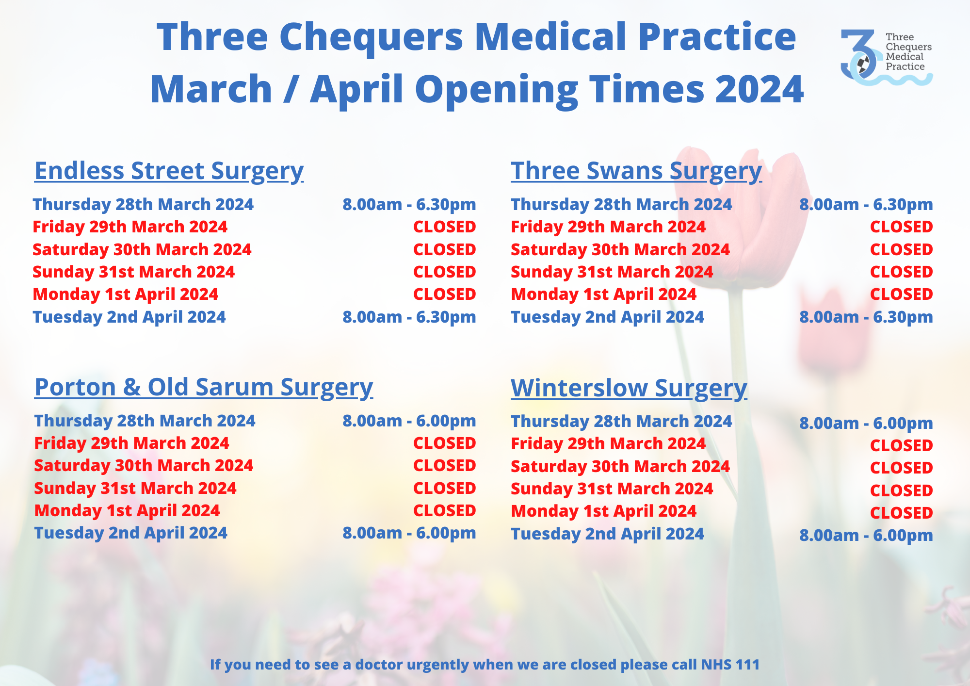 Bank Holiday Opening Hours